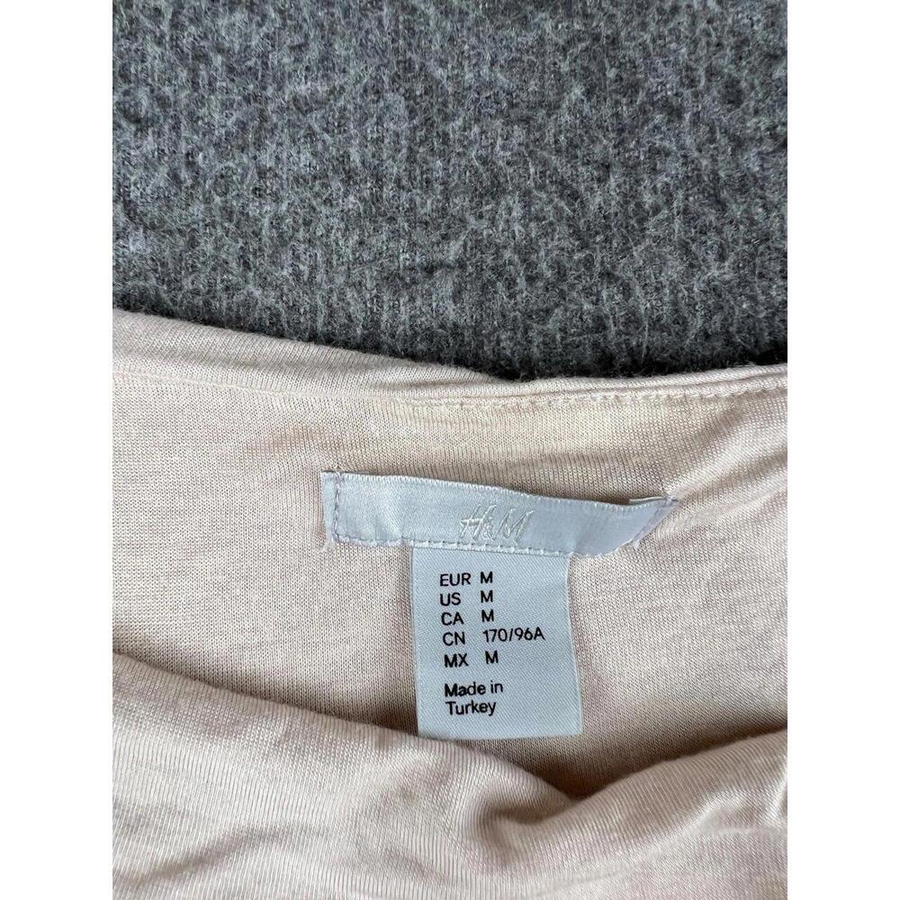 H&M Women's Beige Ruched‎ Cap Sleeve Top Size Medium - Picture 3 of 5